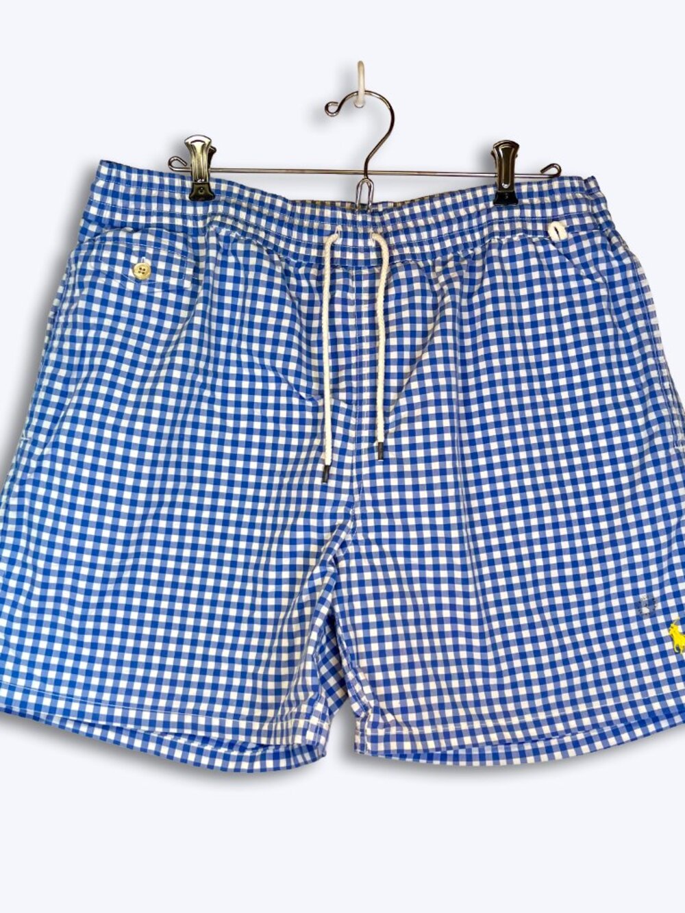 Polo Ralph Lauren Swim Trunks Mens XL Blue White Gingham Checkered Board Shorts